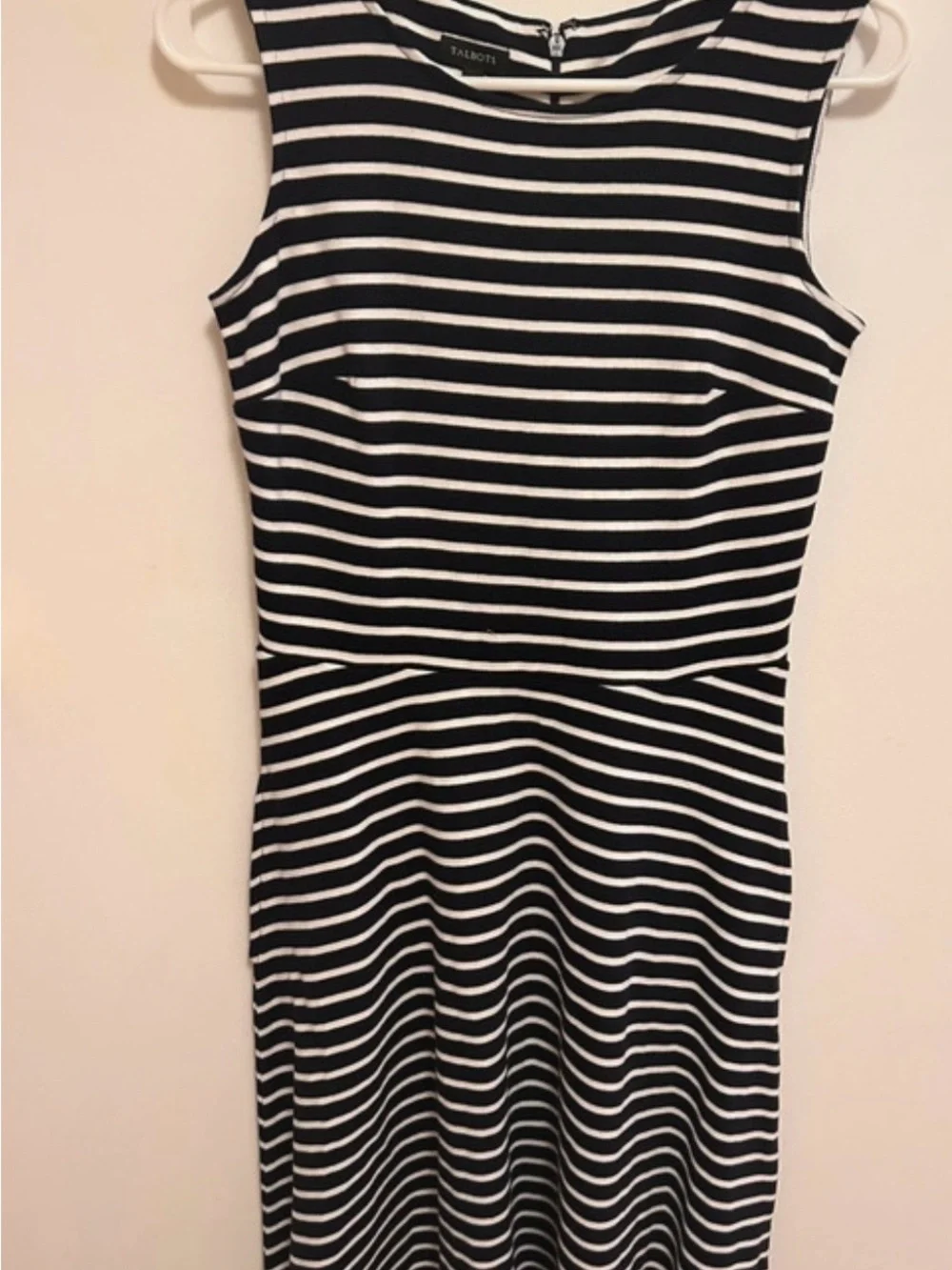 Talbots Black and White Striped Midi Dress